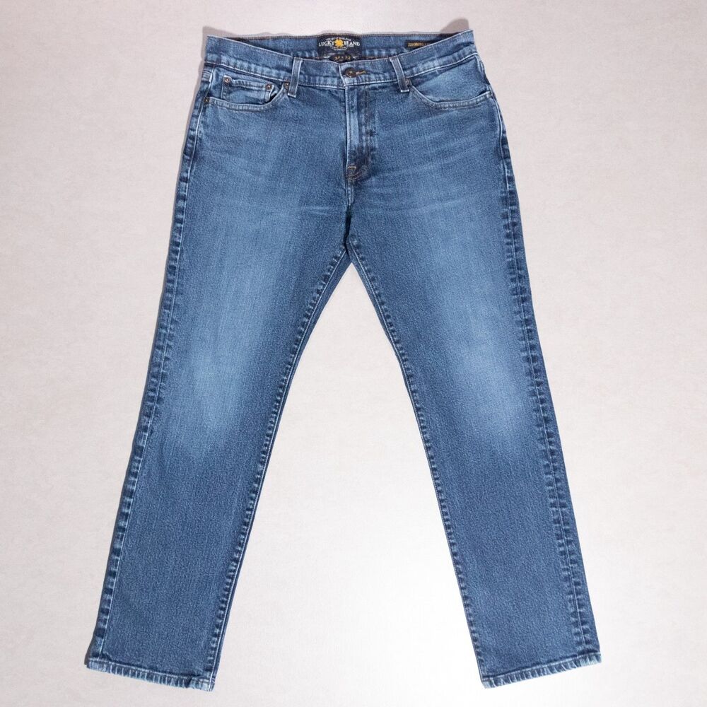 Lucky Brand 221 Original Straight Russian Gulch Blue Stretch Jeans Men's 33x30